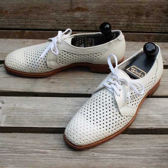 Vintage the Hartt Shoe White Perforated Leather Derby, Men's 9 D, Made in Canada - Picture 13 of 13